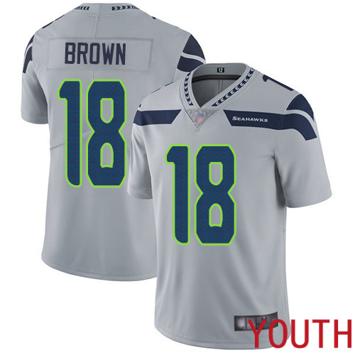 Seattle Seahawks Limited Grey Youth Jaron Brown Alternate Jersey NFL Football #18 Vapor Untouchable->seattle seahawks->NFL Jersey